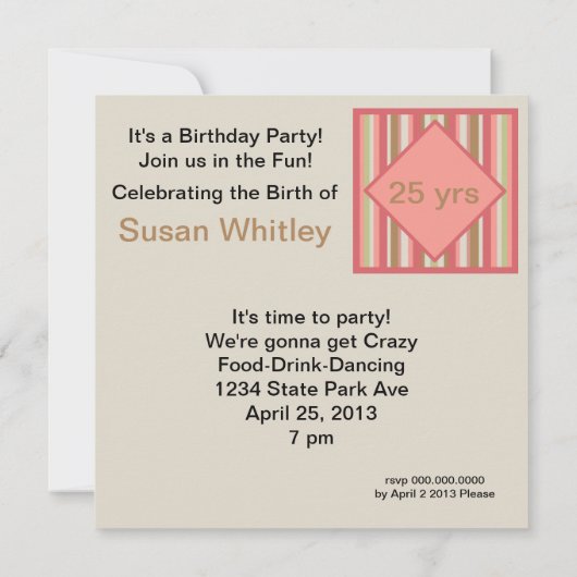 Verjaardagsfeest Uitnodiging Stripes (Achterkant)