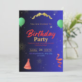 Verjaardagsfeest Uitnodiging Template | Prin (Staand voorkant)