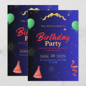 Verjaardagsfeest Uitnodiging Template | Prin (Voorkant / Achterkant)