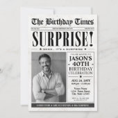 Verjaardagsfeest Uitnodiging, Verjaardags Krant Kaart (Voorkant)