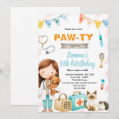 Verjaardagsfeest uitnodiging veterinair thema (Voorkant / Achterkant)