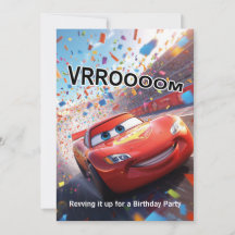 Verjaardagsfeest Uitnodiging voor Cartoon Race Aut