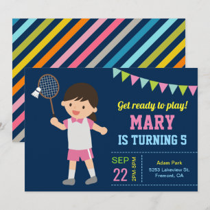 Verjaardagsfeest Uitnodiging voor Cute Badminton M