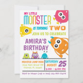 Verjaardagsfeest Uitnodiging voor Kleine Monsters (Voorkant)