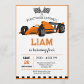 Verjaardagsfeest Uitnodiging voor Raceauto (Voorkant)