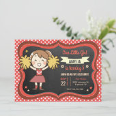 Verjaardagsfeest Uitnodiging voor Schattig Cheerle (Staand voorkant)