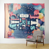 Verjaardagsfeest Uitnodiging Wandkleed (In Situ (horizontaal))