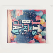 Verjaardagsfeest Uitnodiging Wandkleed (Voorkant (horizontaal))