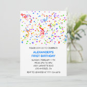 Verjaardagsfeest uitnodigingen blauwe jongen confe (Staand voorkant)