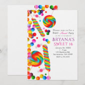 Verjaardagsfeest Uitnodigingen met Regenboog Snoep (Voorkant / Achterkant)