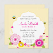 VERJAARDAGSFEEST UITNODIGINGEN:: tuin thema 1 Kaart (Voorkant / Achterkant)