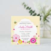 VERJAARDAGSFEEST UITNODIGINGEN:: tuin thema 1 Kaart (Staand voorkant)