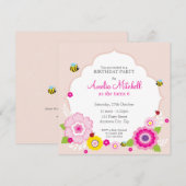 VERJAARDAGSFEEST UITNODIGINGEN :: tuinbloemen 3 (Voorkant / Achterkant)