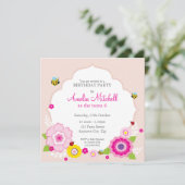 VERJAARDAGSFEEST UITNODIGINGEN :: tuinbloemen 3 (Staand voorkant)