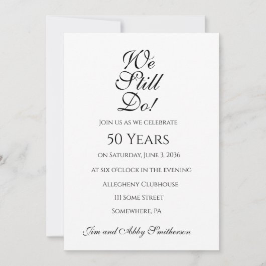 Verjaardagsfeest uitnodigingen voor We Still Do! (Voorkant)