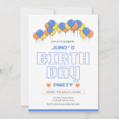 Verjaardagsfeest Uitnodigingskaart Sjabloon | Retr Kaart (Voorkant)