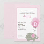 VERJAARDAGSFEEST UITNODIGT:: olifant + ballonnen 6 Kaart (Voorkant / Achterkant)