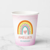 Verjaardagsfeest van Boho Rainbow Girl Papieren Bekers (Achterkant)