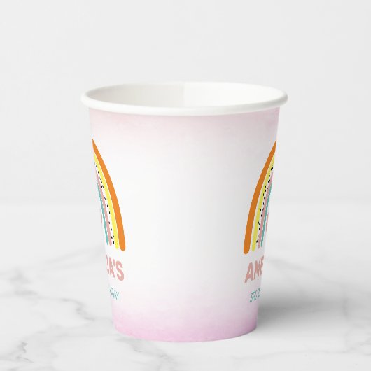 Verjaardagsfeest van Boho Rainbow Girl Papieren Bekers (Links)