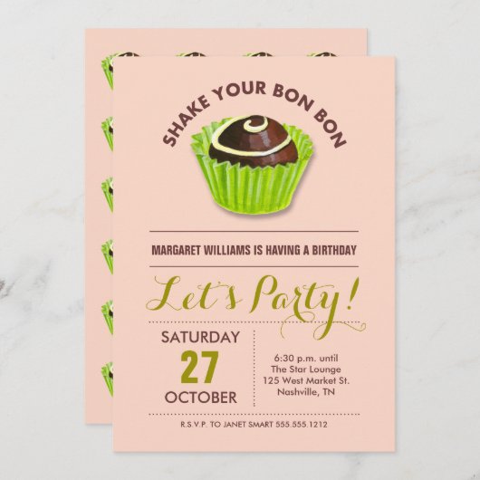 Verjaardagsfeest van Bon Bon Kaart (Voorkant / Achterkant)