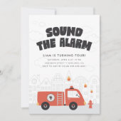 Verjaardagsfeest van brandweerauto jongens kaart (Voorkant)