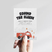 Verjaardagsfeest van brandweerauto jongens kaart