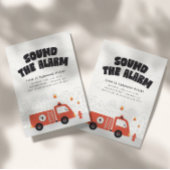 Verjaardagsfeest van brandweerauto jongens kaart