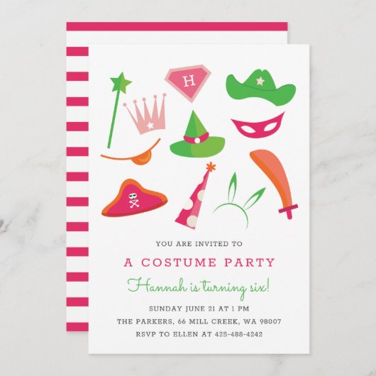 verjaardagsfeest van Costume Party Kaart (Voorkant / Achterkant)