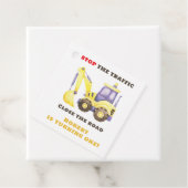 Verjaardagsfeest van de bouwtruckgraafmachine bedankjes labels (In situ)