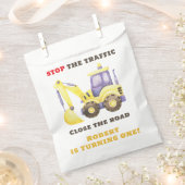Verjaardagsfeest van de bouwtruckgraafmachine bedankzakje (Geknipt)