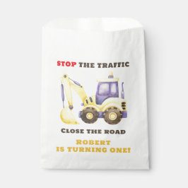 Verjaardagsfeest van de bouwtruckgraafmachine bedankzakje