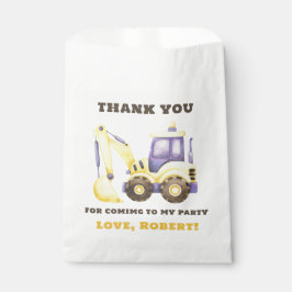 Verjaardagsfeest van de bouwtruckgraafmachine bedankzakje