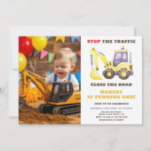 Verjaardagsfeest van de bouwtruckgraafmachine kaart (Voorkant)