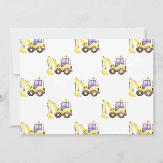 Verjaardagsfeest van de bouwtruckgraafmachine kaart (Achterkant)