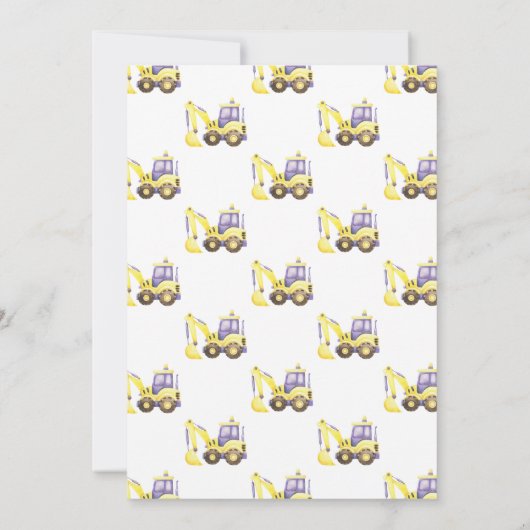 Verjaardagsfeest van de bouwtruckgraafmachine kaart (Achterkant)