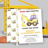 Verjaardagsfeest van de bouwtruckgraafmachine kaart