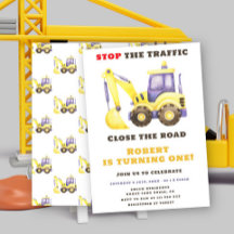 Verjaardagsfeest van de bouwtruckgraafmachine