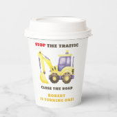 Verjaardagsfeest van de bouwtruckgraafmachine papieren bekers (Voorkant)