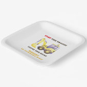 Verjaardagsfeest van de bouwtruckgraafmachine papieren bordje (Gebogen)