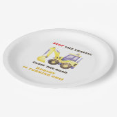 Verjaardagsfeest van de bouwtruckgraafmachine papieren bordje (Gekanteld)