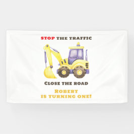 Verjaardagsfeest van de bouwtruckgraafmachine spandoek