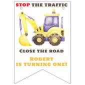 Verjaardagsfeest van de bouwtruckgraafmachine vlaggetjes (Tweede vlag)