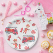 Verjaardagsfeest van de brandweerman papieren bordje (Feest)