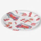 Verjaardagsfeest van de brandweerman papieren bordje (Gekanteld)