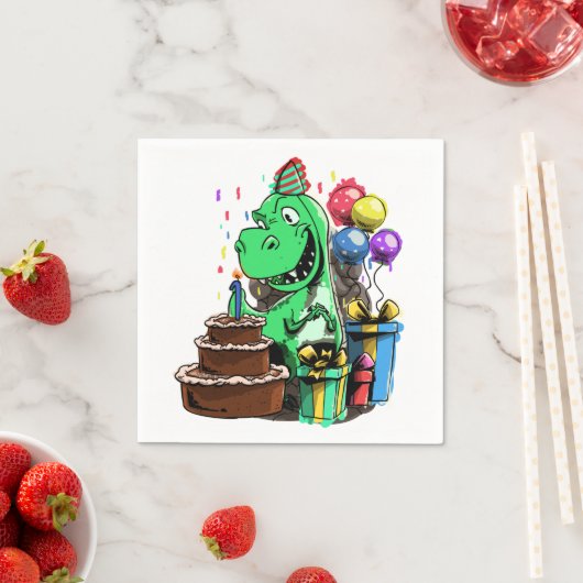 Verjaardagsfeest van de dinosaurus - 1 jaar oude T Servet (Insitu)