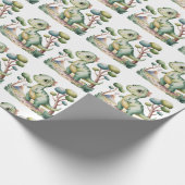 Verjaardagsfeest van de dinosaurus Adventure Boy Cadeaupapier (Hoek)