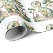 Verjaardagsfeest van de dinosaurus Adventure Boy Cadeaupapier (Rol Hoek)