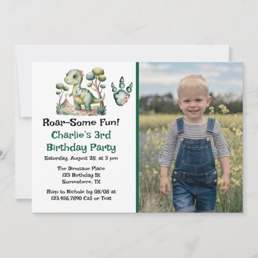 Verjaardagsfeest van de dinosaurus Adventure Boy Kaart (Voorkant)