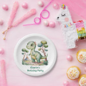 Verjaardagsfeest van de dinosaurus Adventure Boy Papieren Bordje (Feest)