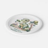 Verjaardagsfeest van de dinosaurus Adventure Boy Papieren Bordje (Gekanteld)